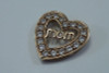 10K Yellow Gold Heart Shaped "Mom" Pendant with Cubic Zirconias