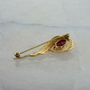 14K Yellow Gold 2 ct Rhodolite Garnet and Diamond Pin Circa 1970