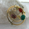 Vintage 14K Yellow Gold Circular Scarab Brooch Circa 1960