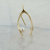 14K Yellow Gold Pearl Set Wishbone Pin