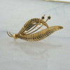 Vintage 14K Yellow Gold Diamond Set Fern Pin Circa 1950