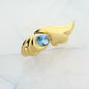 18K Yellow Gold London Blue Topaz Pin