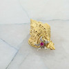 18K Yellow Gold Pink Sapphire and Diamond Shell Pin Circa 1960