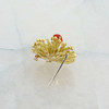 Modernist 18K Yellow Gold Red Coral Sunburst Pin Circa 1960