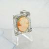 Sterling Silver Shell Cameo and Marcasite Pendant Circa 1950