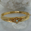 Retro Style 14K Yellow Gold Crystal Opal Hinged Bangle Bracelet Circa 1950