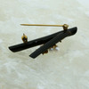 Black Coral Branch Opal and Pearl Pin Set in 14K Yellow Gold Circa 1960