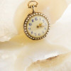 Superb Antique 18K Ladies Enameled Pearl and Diamond Watch Pin Set Circa 1880