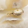 Superb Antique 18K Ladies Enameled Pearl and Diamond Watch Pin Set Circa 1880