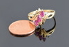 10K Yellow Gold Ruby and Diamond Accent Ring Circa 1970, Size 7.5