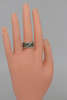 10K White Gold Diamond and Green Stone Ring, Size 8