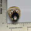 10K Yellow Gold Aurora Borealis Stone Ring Circa 1990's, Size 6.75