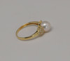 14K Yellow Gold Pearl and Diamond Ring Circa 1990, Size 7