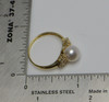 14K Yellow Gold Pearl and Diamond Ring Circa 1990, Size 7