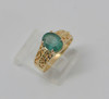 14K Yellow Gold Emerald Faceted Ring Circa 1970 , Size 7