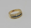 14K Yellow Gold Sapphire and Diamond Band Circa 1990 , Size 8