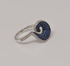 14K White Gold Sapphire and Diamond Swirl Ring, Size 7+