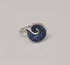 14K White Gold Sapphire and Diamond Swirl Ring, Size 7+