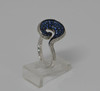 14K White Gold Sapphire and Diamond Swirl Ring, Size 7+