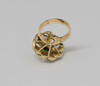 14K Yellow Gold Emerald and Diamond Ring Circa 1960 , Size 7.5