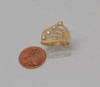 14K Yellow Gold modernist Style 4 Stone Diamond Ring, Size 8
