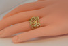 14K Yellow Gold Diamond Set Pierced Decoration Ring Circa 1990, Size 7