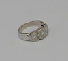 14K White Gold 3 Stone Diamond Halo Ring Circa 1990, Size 6