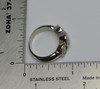 14K White Gold 3 Stone Diamond Halo Ring Circa 1990, Size 6