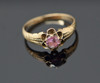 10K Yellow Gold Pink Stone Floral Design Ring, Circa 1920, Size 5.5