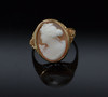 10K Yellow Gold Oval Shell Cameo Ring Circa 1930, Size 6