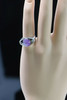Men's 14K White Gold Star Sapphire Ring with Diamond accent, Size 8.75