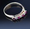 14K Yellow Gold Ruby and Diamond Band Circa 1960, Size 9.5