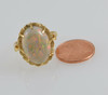 14K Yellow Gold Superb Opal Cabochon Ring with Gray Base, Size 9.75