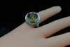 18K White Gold Citrine Ring, Circa 1925, 12 mm round stone, size 3.75