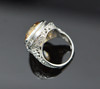 18K White Gold Citrine Ring, Circa 1925, 12 mm round stone, size 3.75