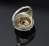 18K White Gold Citrine Ring, Circa 1925, 12 mm round stone, size 3.75
