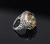 18K White Gold Citrine Ring, Circa 1925, 12 mm round stone, size 3.75