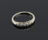 14K White Gold diamond band, 5 stones, pierced sides, Circa 1950's, Size 6.25