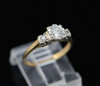 1940's 14K Yellow Gold 3 stone diamond ring with stepped design, Size 4.75