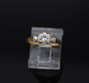 1940's 14K Yellow Gold 3 stone diamond ring with stepped design, Size 4.75