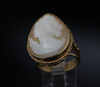 14K Yellow Gold Pear Shaped Shell Cameo Ring Circa 1950, Size 7