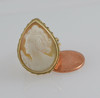 14K Yellow Gold Pear Shaped Shell Cameo Ring Circa 1950, Size 7