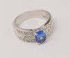 18K White Gold Tanzanite and Diamond Ring, Size 7