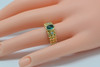 18K Yellow Gold Emerald Cabochon and Diamond Ring, Size 5