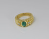 18K Yellow Gold Emerald Cabochon and Diamond Ring, Size 5