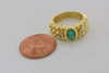 18K Yellow Gold Emerald Cabochon and Diamond Ring, Size 5