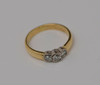 18K Yellow Gold 3 Stone Diamond Ring Circa 1980, size 6