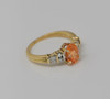 18K Yellow Gold Orange Topaz and Diamond Ring Circa 1980, Size 7
