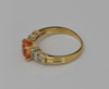 18K Yellow Gold Orange Topaz and Diamond Ring Circa 1980, Size 7