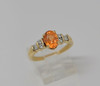 18K Yellow Gold Orange Topaz and Diamond Ring Circa 1980, Size 7